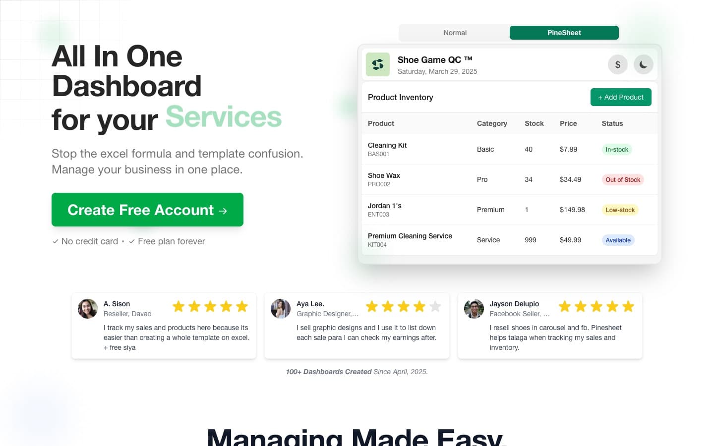 PineSheet preview